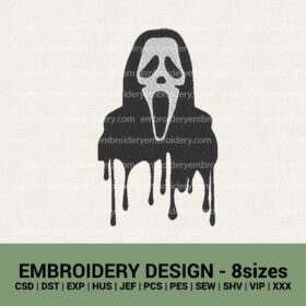 Halloween Dripping Ghost face machine embroidery designs instant downloads