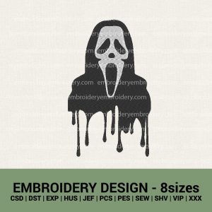 Halloween embroidery Dripping Ghost face machine embroidery designs instant downloads