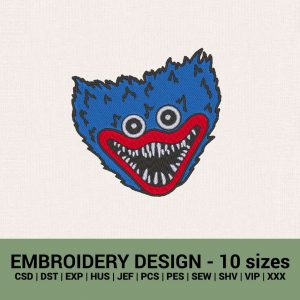 Huggy Wuggy machine embroidery designs | poppy playtime poppy boy embroidery downloads