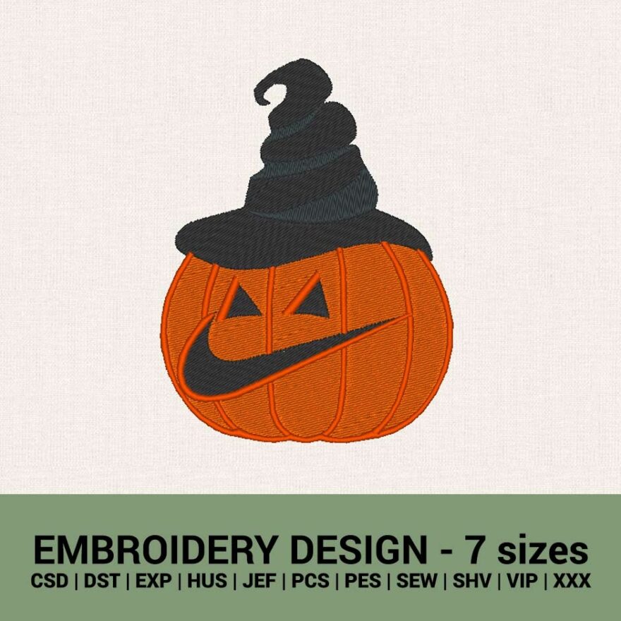 Nike Halloween pumpkin logo machine embroidery designs instant download