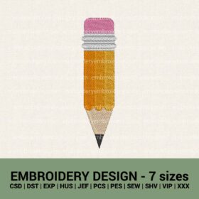 Pencil school machine embroidery designs instant download