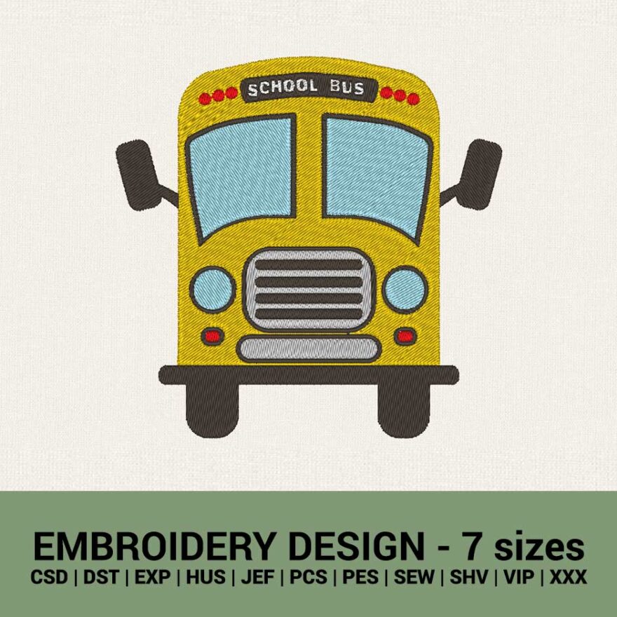 School bus machine embroidery designs instant download