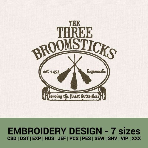 the three broomsticks machine embroidery designs instant downloads