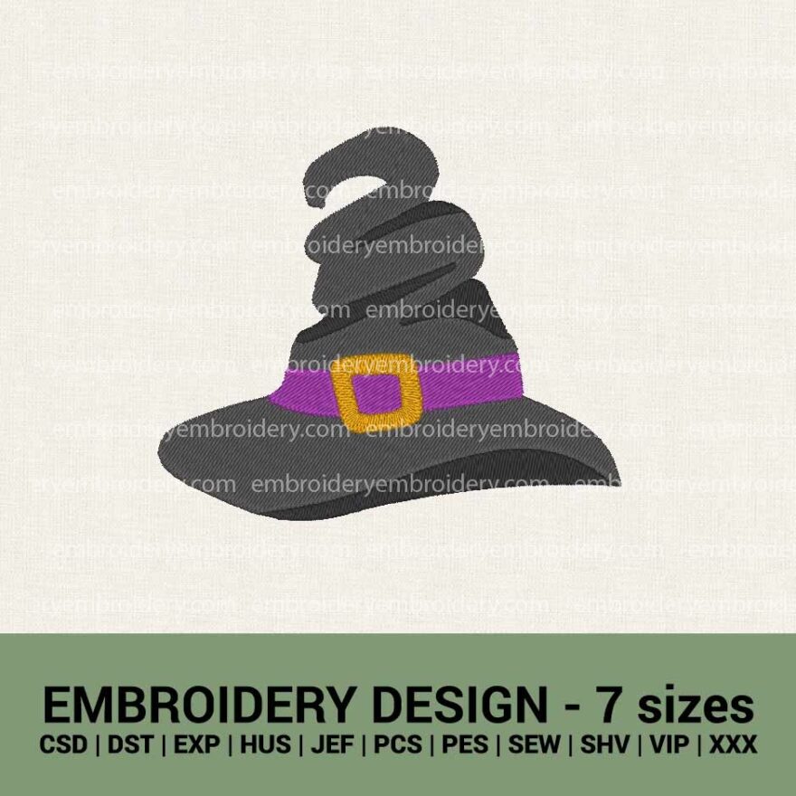 Halloween Witch hat machine embroidery design instant download