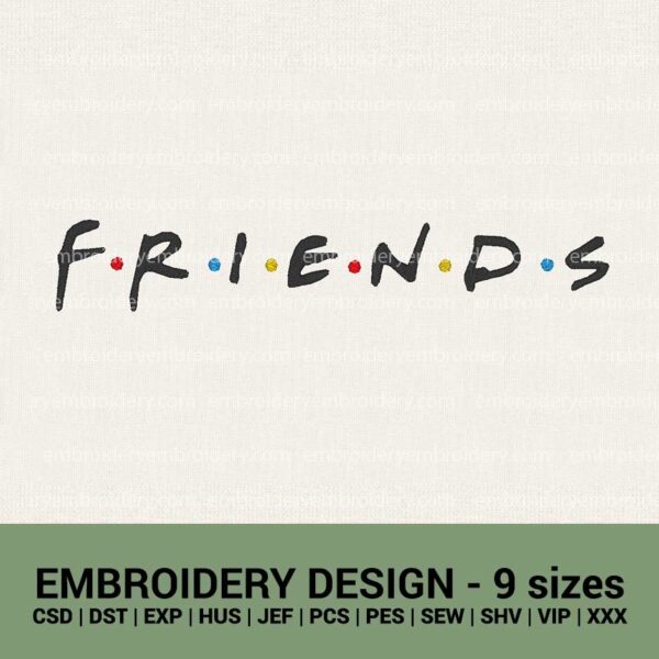 friends logo machine embroidery designs instant downloads