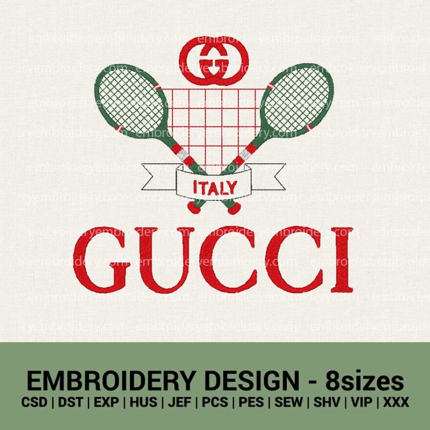 Gucci tennis logo machine embroidery designs instant downloads