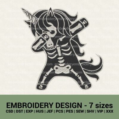 unicorn skeleton dance badge machine embroidery designs halloween embroidery