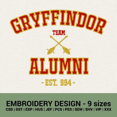 Gryffindor alumni machine embroidery designs - Harry Potter embroidery files - instant downloads