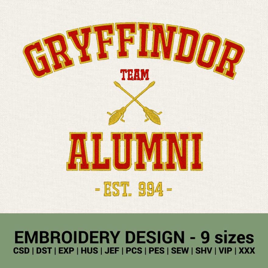 Gryffindor alumni machine embroidery designs instant downloads