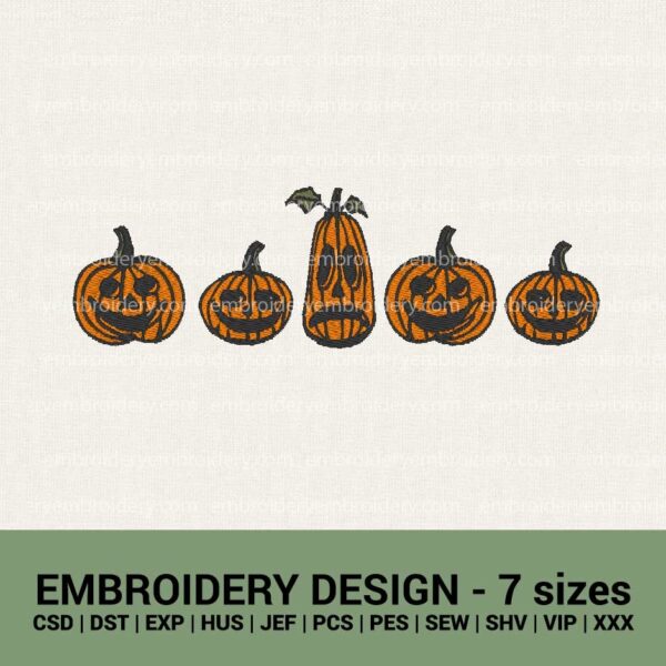 Halloween Pumpkins modern machine embroidery designs instant downloads