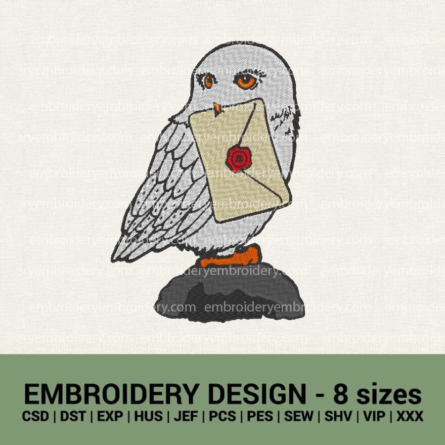 Harry Potter Snow Owl with letter machine embroidery designs instant download