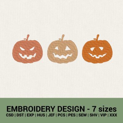 Jack o Lantern machine embroidery designs instant downloads, Halloween pumpkin embroidery files