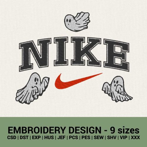 NIKE HALLOWEEN GHOSTS LOGO MACHINE EMBROIDERY DESIGN INSTANT DOWNLOAD