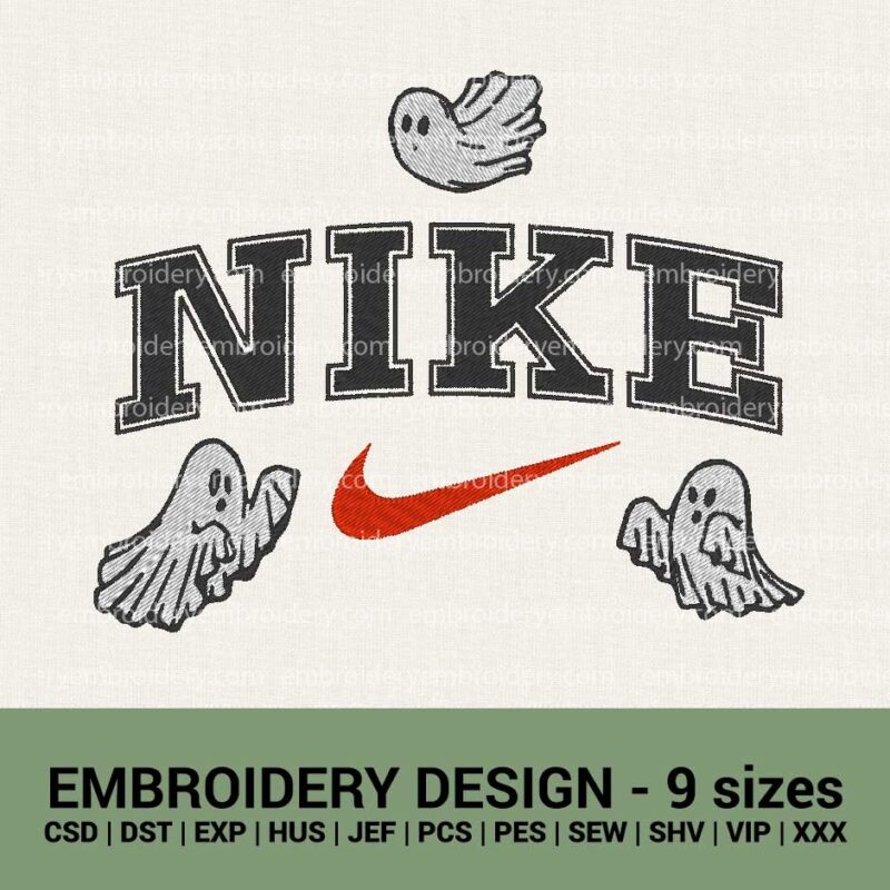 Nike Halloween Ghosts logo machine embroidery design New