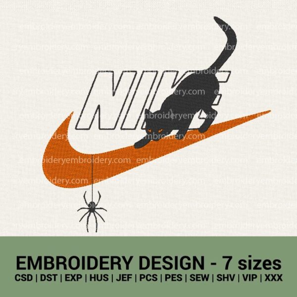 Nike Halloween logo black cat spider - machine embroidery designs