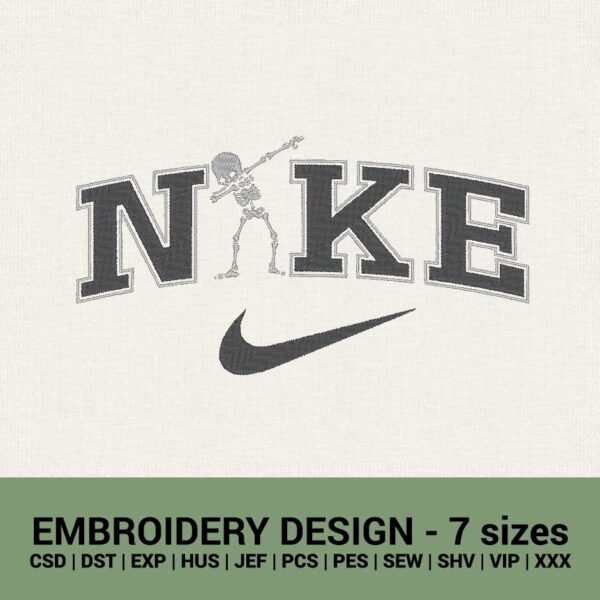 Nike skeleton dubb logo machine embroidery designs instant downloads