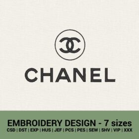 chanel round logo machine embroidery designs instant downloads