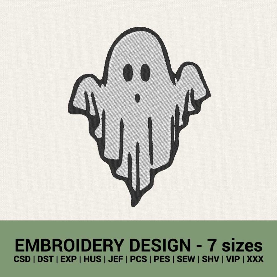 Cute Ghost Halloween machine embroidery design instant download