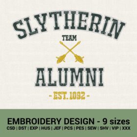 Harry Potter Slytherin alumni team machine embroidery designs instant downloads