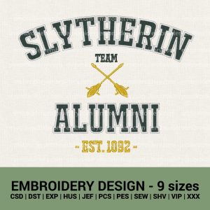 Slytherin alumni team machine embroidery designs harry potter embroidery downloads