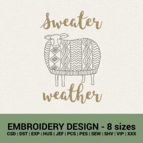 Autumn sweater weather machine embroidery designs instant downloads