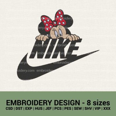 Nike minnie mouse logo machine embroidery designs instant downloads
