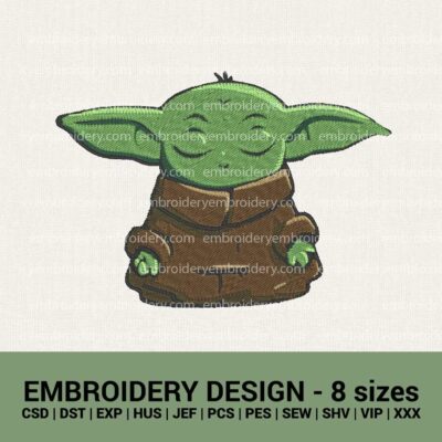 baby Yoda meditating machine embroidery designs