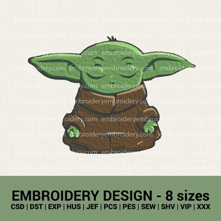 baby Yoda meditating machine embroidery designs instant download