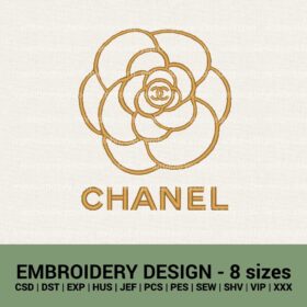 Chanel flower logo camellia machine embroidery designs instant download