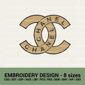 Chanel logo rings machine embroidery designs instant downloads