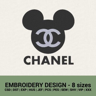chanel mickey mouse logo machine embroidery designs