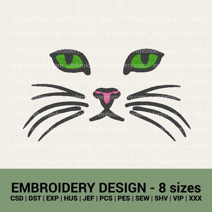 CAT EYES FACE MACHINE EMBROIDERY DESIGNS INSTANT DOWNLOADS