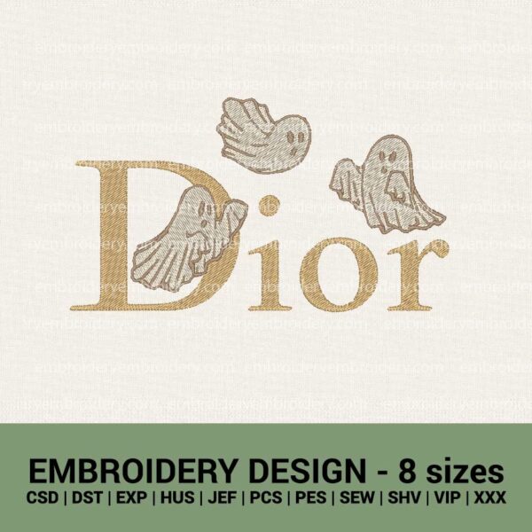 Dior logo cute ghosts Halloween machine embroidery designs