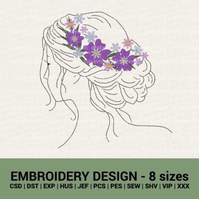 FLORAL GIRL MACHINE EMBROIDERY DESIGNS INSTANT DOWNLOADS