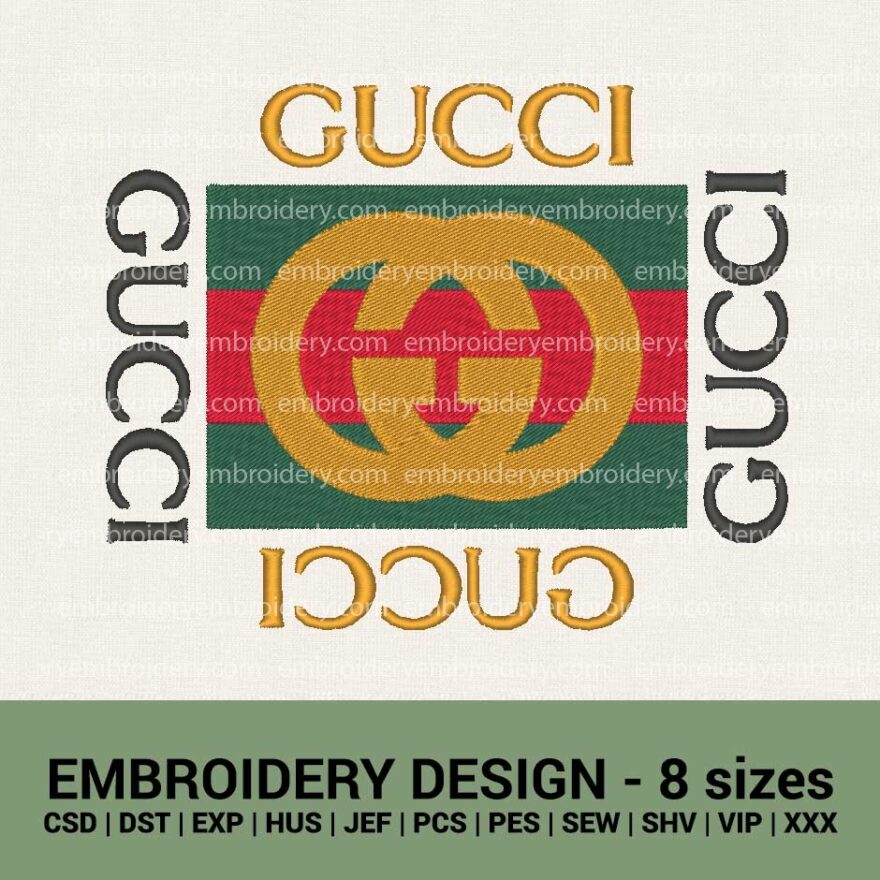 Gucci modern logo machine embroidery designs - instant download