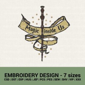 Harry Potter magic wand magic inside us machine embroidery designs instant download