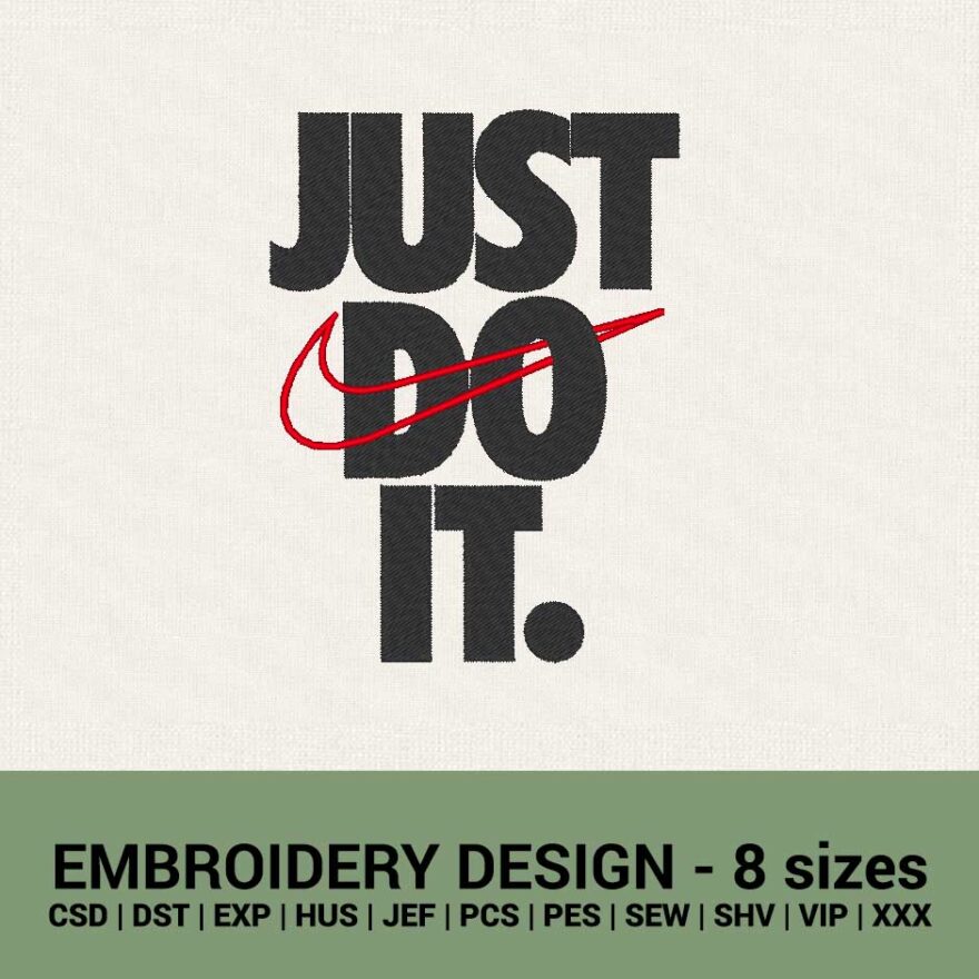Nike Just do it logo machine embroidery designs instant download