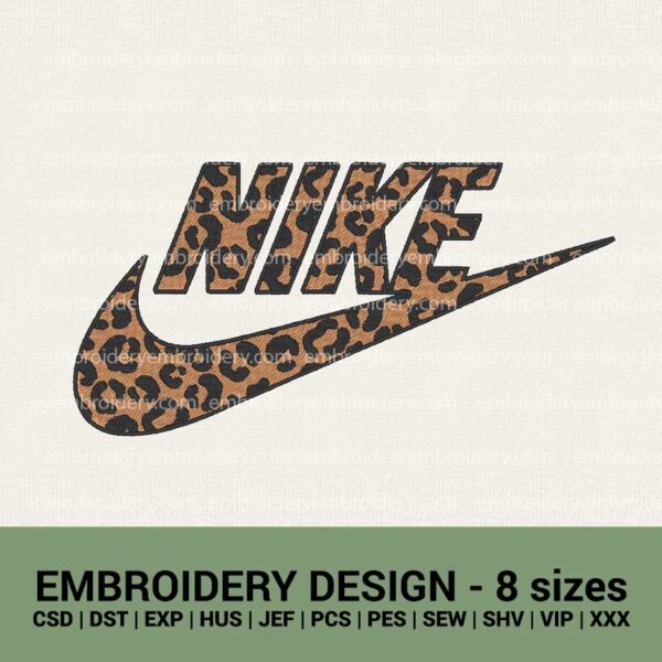 Nike cheetah pattern logo machine embroidery designs instant downloads