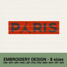 Nike Jordan Paris logo machine embroidery design instant download