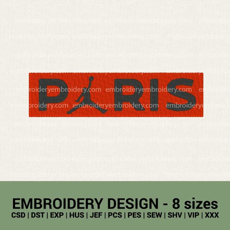 Nike Jordan Paris logo machine embroidery design instant download