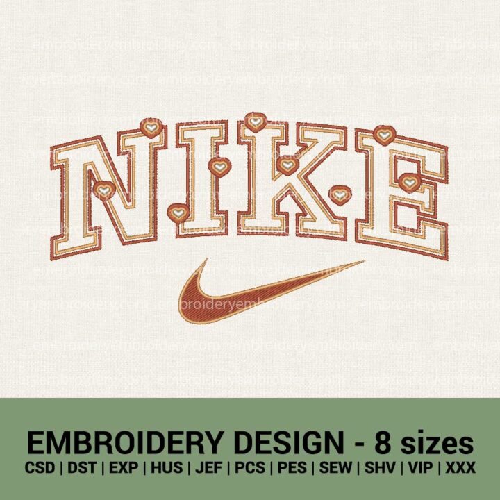 NIKE SMALL HEARTS LOGO MACHINE EMBROIDERY DESIGNS INSTANT DOWNLOADS