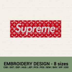 Supreme Louis Vuitton logo machine embroidery designs instant download