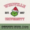 WHOVILLE UNIVERSITY GRINCH CHRISTMAS MACHINE EMBROIDERY DESIGNS