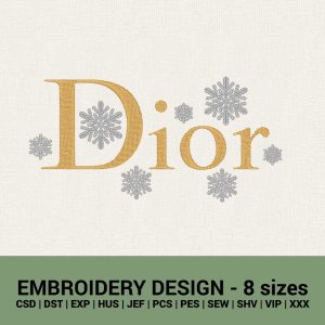 Dior winter snowflakes logo machine embroidery designs instant downloads