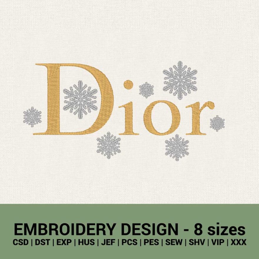 Dior winter snowflakes logo machine embroidery designs instant downloads