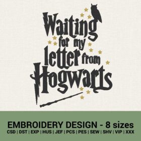 Harry Potter waiting for my letter from Hogwarts machine embroidery designs