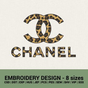 chanel leopard logo machine embroidery designs