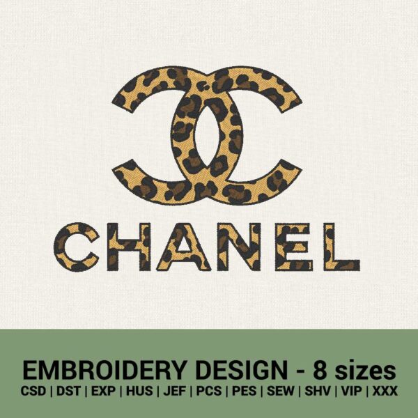 chanel leopard logo machine embroidery designs