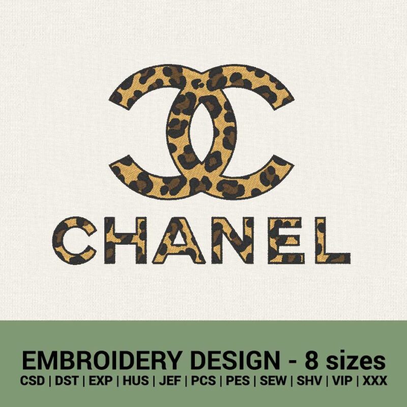 Chanel logo leopard pattern machine embroidery designs download