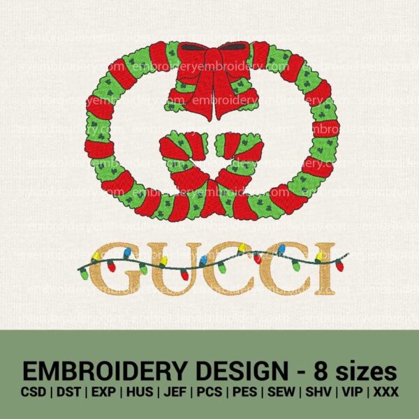 Gucci christmas logo machine embroidery designs